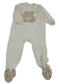 Bílý sametový overal s medvídkem 