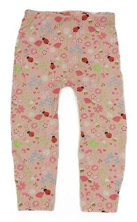 Světlerůžové tepláky s kytičkami a beruškami Matalan