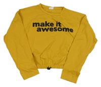 Okrová crop mikina s nápisem Zara