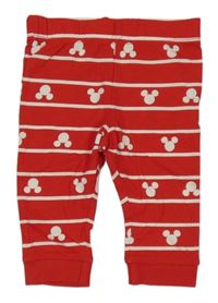 Červeno-bílé pruhované tepláky s Mickeym Disney