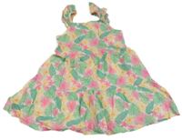 Barevné květované plátěné šaty Primark