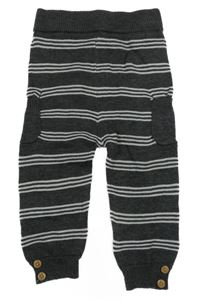 Šedo-bílé pruhované pletené kalhoty 