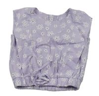 Lila kytičkovaná crop halenka 