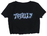 Černé crop tričko s nápisem 