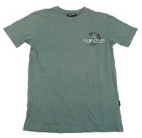 Khaki tričko s květy a nápisy Cars 