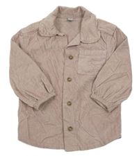 Světlerůžová manšestrová košilová bunda s límcem Tu