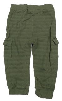 Khaki pruhované cargo tepláky Primark