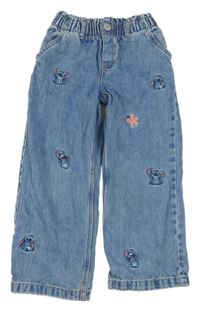 Modré wide leg rifle se Stitchem H&M