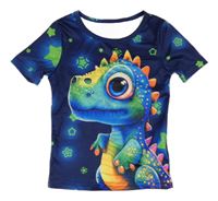 Tmavomodré tričko s dinosaurem shein 
