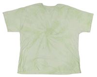 Světlezeleno-bílé batikované tričko s kapsou ZARA