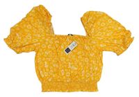 Oranžovožlutá crop halenka s kytičkami M&Co
