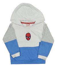 Bílo-modro-světlešedá mikina se Spider-manem a kapucí PRIMARK