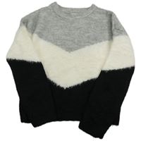 Šedo-bílo-černý svetr PRIMARK