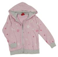 Světlerůžovo/šedá propínací fotbalová mikina FC Bayern München a hvězdičkami a kapucí 