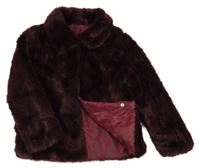 Tmavovínový kožešinový podšitý kabát St. Bernard