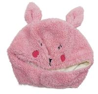 Růžová chlupatá čepice - zajíček joules
