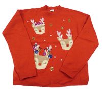 Červený svetr se soby a flitry F&F