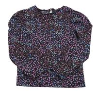 Černé kytičkované mačkané triko St. Bernard