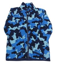 Modro-tmavomodro-světlemodrá army fleecová propínací mikina INFINITY KIDS