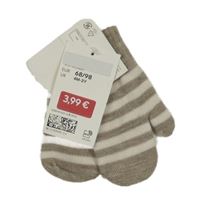 Nové - šedohědo-bílé pruhované melírované palcové rukavice H&M