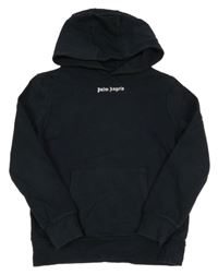 Černá mikina s logem a kapsou a kapucí Palm Angels