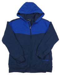 Tmavomodro-safírová propínací mikina s nápisem a kapucí POCOPIANO