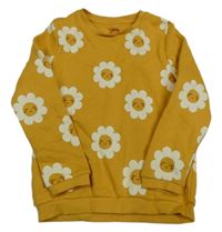 Hořčicová mikina s květy F&F