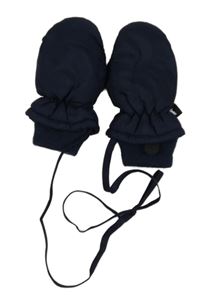 Tmavomodré šusťákové zimní palcové rukavice se šňůrkou C&A