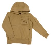 Hnědá teplá mikina s nápisy a kapucí Next