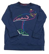 Tmavomodrá mikina s plameňákem z flitrů M&S