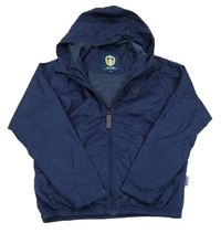 Tmavomodrá kostkovaná šusťáková jarní bunda s nášivkou a kapucí OFFICIAL MERCHANDISE