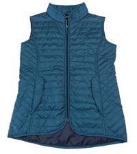 Tmavopetrolejová prošívaná šusťáková funkční jezdecká zateplená vesta FOuganza