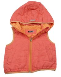 Jahodová prošívaná šusťáková zateplená vesta s kapucí endo