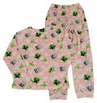 Růžovo-světlerůžové pyžamo s Minecraft Tu