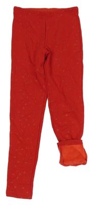 Červené teplákové zateplené legíny se třpytivými hvězdičkami St. Bernard