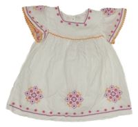 Bílé vzorované šaty s výšivkou George