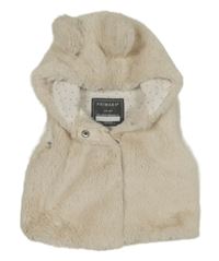 Smetanová kožešinová podšitá vesta s kapucí s oušky PRIMARK