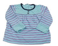 Světlemodro-fialové pruhované triko s puntíky carter's