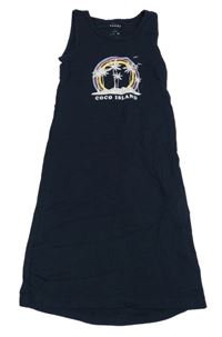 Tmavomodré dlouhé šaty s palmami a duhou name it.