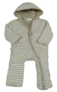 Smetanovo-šedobéžová pruhovaná zateplená kombinéza s kapucí Ergee