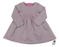 Nové - světlešedo-růžovo-černé kostkované vzorované šaty St. Bernard