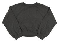 Tmavošedá melírovaná oversize crop mikina Next