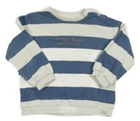 Bílo-tmavomodrá pruhovaná oversize mikina s nápisy F&F