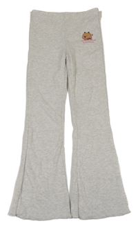 Světlešedé melírované žebrované flare teplákové kalhoty s kapybarou H&M