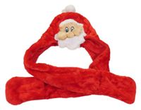 Červená kožešinová čepice se šálou s rukavicemi - Santa
