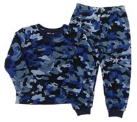 Modro-černo-šedé army plyšové pyžamo Primark