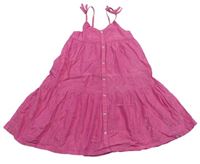 Růžové pruhované třpytivé šaty s knoflíčky H&M