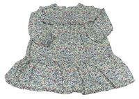 Krémové květované lehké šaty s volány Zara