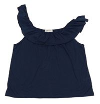 Tmavomodrý crop top s volánem H&M