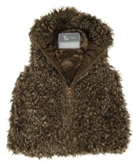 Hnědá kožešinová podšitá vesta Tu